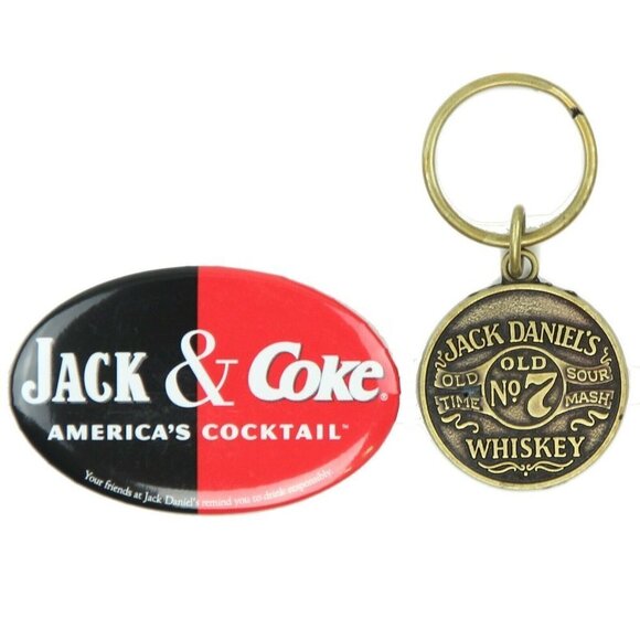 Jack Daniels Keychain Set with Jack & Coke Pin - Picture 1 of 3